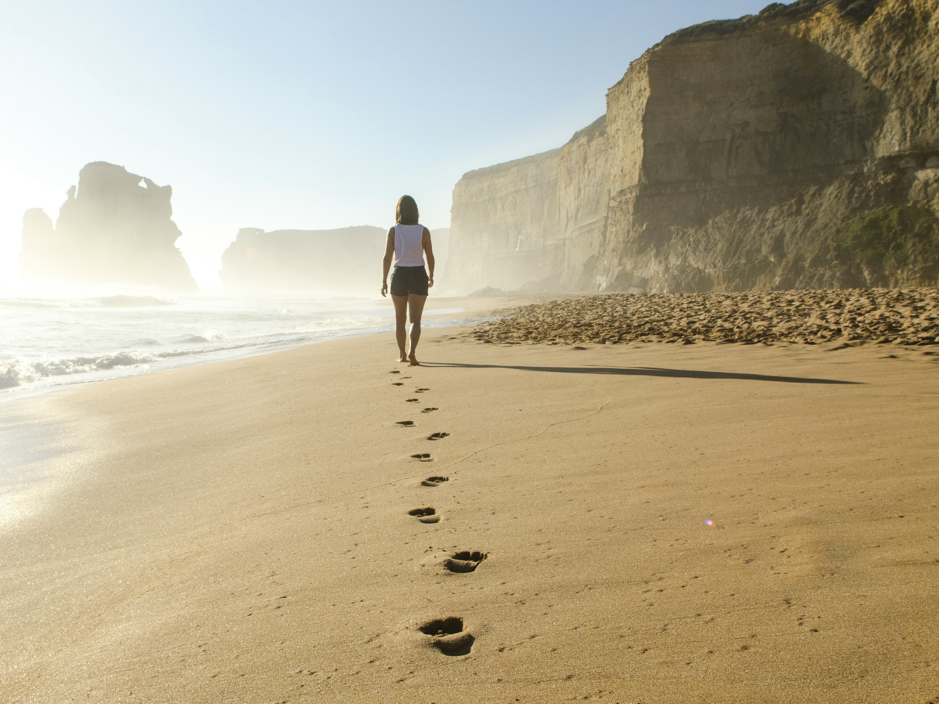 Footsteps in the sand, walking your way